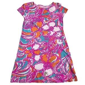 Lilly Pulitzer 100% cotton girl pink multicolor dress sz L 8-10